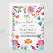 水彩フローラメキシカンフィエスタヴァーチャル結婚ズ 招待状 (正面/裏面)