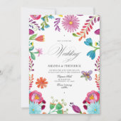 水彩フローラメキシカンフィエスタQRコード結婚ズ 招待状 (正面)