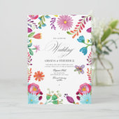 水彩フローラメキシカンフィエスタQRコード結婚ズ 招待状 (スタンド正面)