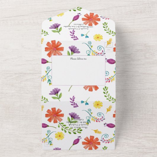 水彩フローラメキシカン結婚フィエスタ オールインワン招待状 (外側)