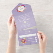 水彩フローラメキシカン結婚フィエスタ オールインワン招待状 (貼ってはがせる)