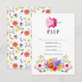 水彩フローラメキシカン結婚フィエスタ 出欠カード (正面/裏面)