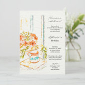 水彩フローラメキシコフォークアートマグ誕生日 招待状 (スタンド正面)