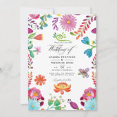 水彩フローラメキシコ結婚フィエスタの写真 招待状 (正面)