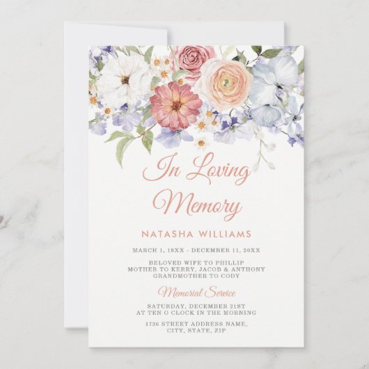 水彩フローラメモリアルサービス招待状 招待状 (正面)