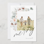 水彩フローラメリークリスマスフォトカード シーズンカード (正面)