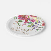 水彩フローラモダンカラフル結婚花 ペーパープレート (アングル)