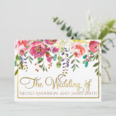 水彩フローラモダンカラフル結婚花 招待状 (スタンド正面)