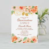 水彩フローラモダンキンセアニラバラ金ゴールド 箔招待状 (立ち正面)