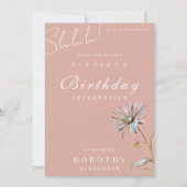 水彩フローラモダンサプエレガントライズ誕生日 招待状 (正面)