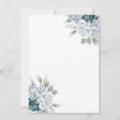水彩フローラモダンダスティブルー結婚ズ 招待状 (裏面)