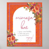 水彩フローラモダンブライダルシャワーミモサバー ポスター (正面)