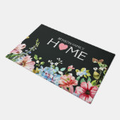 水彩フローラモダンワイルドフラワーファミリー名 ドアマット (アングル)