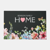 水彩フローラモダンワイルドフラワーファミリー名 ドアマット (正面)