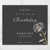 水彩フローラモダン大人エレガント誕生日 スパークリングワインラベル (シングルラベル)