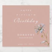 水彩フローラモダン大人エレガント誕生日 スパークリングワインラベル (シングルラベル)