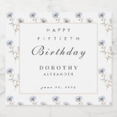 水彩フローラモダン大人エレガント誕生日 スパークリングワインラベル (シングルラベル)