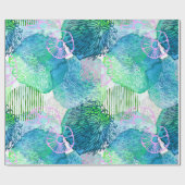 水彩フローラモダン抽象芸術青 ラッピングペーパー (フラット)