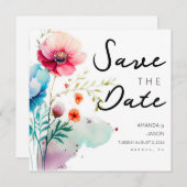 水彩フローラモダン日付の保存 (正面/裏面)