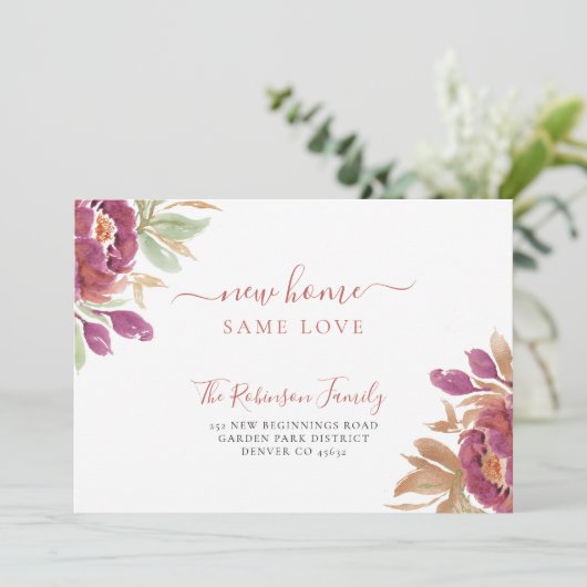 水彩フローラモダン移エレガント動 案内状 (スタンド正面)