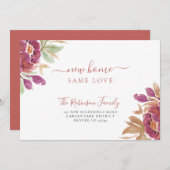 水彩フローラモダン移エレガント動 案内状 (正面/裏面)