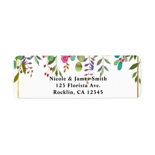 水彩フローラモダン花グ結婚ラム ラベル (正面)