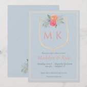 水彩フローラモノグラムクレストブライダルシャワーイン 招待状 (正面/裏面)