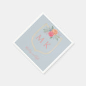 水彩フローラモノグラムクレストブライダルシャワー スタンダードカクテルナプキン (角)