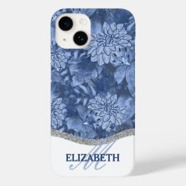 水彩フローラモノグラムパターン – 青 Case-Mate iPhone 14ケース
