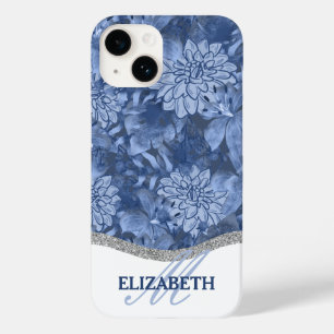 水彩フローラモノグラムパターン – 青 Case-Mate iPhone 14ケース