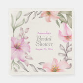 水彩フローラモノグラムブライダルシャワー スタンダードランチョンナプキン (正面)