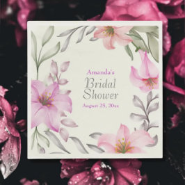 水彩フローラモノグラムブライダルシャワー スタンダードランチョンナプキン