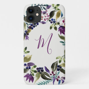 水彩フローラモノグラムリース iPhone 11 ケース