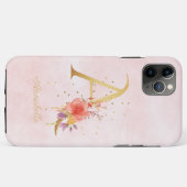 水彩フローラモノグラム名イニシャルA文字 Case-Mate iPhoneケース (裏面(横))