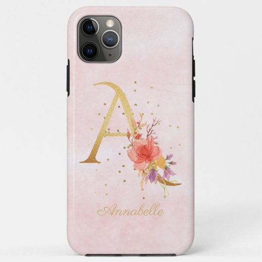 水彩フローラモノグラム名イニシャルA文字 Case-Mate iPhoneケース (裏面)