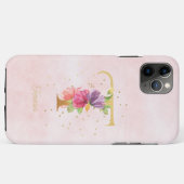 水彩フローラモノグラム名イニシャルT文字 Case-Mate iPhoneケース (裏面(横))