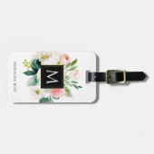 水彩フローラモノグラム名前をカスタムするラゲッジタグ ラゲッジタグ (正面横)