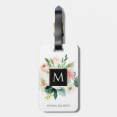 水彩フローラモノグラム名前をカスタムするラゲッジタグ ラゲッジタグ (裏面縦)