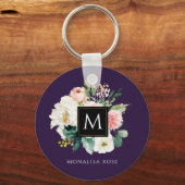 水彩フローラモノグラム キーホルダー (正面)