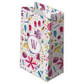 水彩フローラモノグラム スモールペーパーバッグ (裏面アングル)