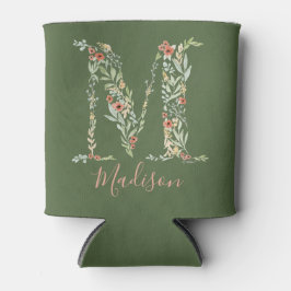 水彩フローラモノグラム「M」 缶クーラー