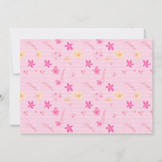 水彩フローラモンキーベビーガールシャワー 招待状 (裏面)