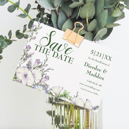 水彩フローラモーニンググローリーハンドスティング セーブザデート