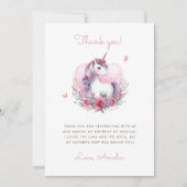 水彩フローラユニコーンマジカルバースデーパーティー サンキューカード (正面)