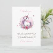 水彩フローラユニコーンマジカルバースデーパーティー サンキューカード (スタンド正面)