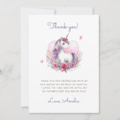 水彩フローラユニコーンマジカルバースデーパーティー サンキューカード (正面)