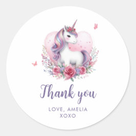 水彩フローラユニコーンマジカルバースデーパーティー ラウンドシール