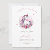 水彩フローラユニコーンマジカルバースデーパーティー 招待状 (正面)