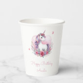 水彩フローラユニコーンマジカルバースデーパーティー 紙コップ (裏面)