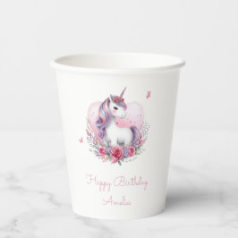 水彩フローラユニコーンマジカルバースデーパーティー 紙コップ